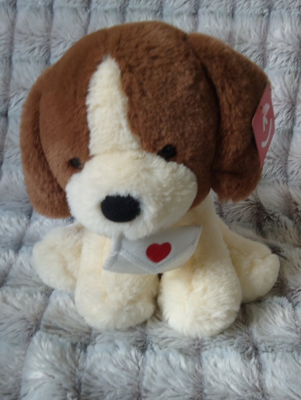 Ty Brown & Cream Plush Puppy with Heart Envelope